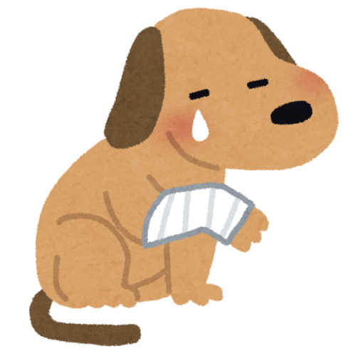 けがをした犬のイラスト
