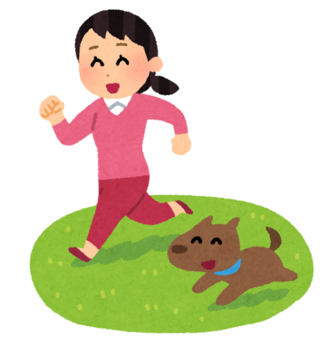 広々としたドックランで遊ぶイラスト