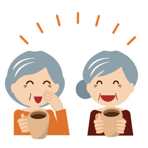 高齢女性同士で楽しく会話をしているイラスト