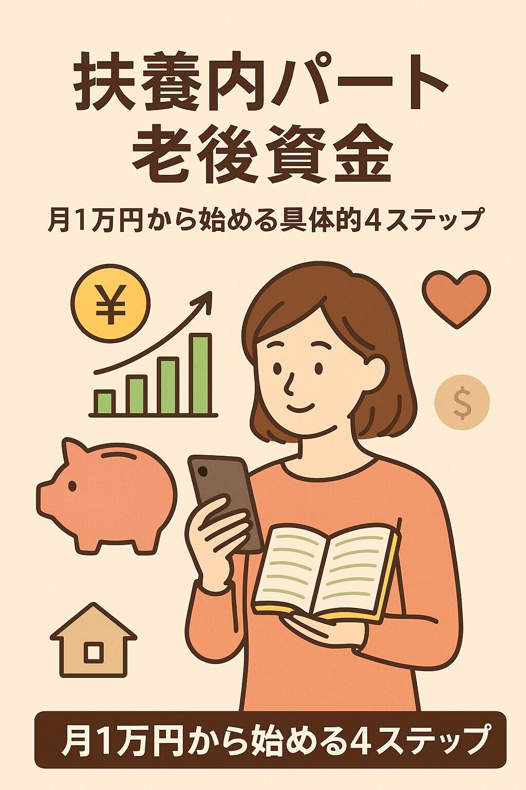 スマホや本で勉強しながら、資金を貯めていくイメージ