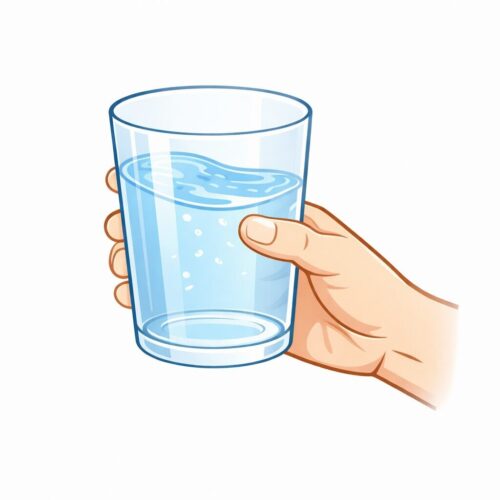 コップに入った水を持つ手のイラスト